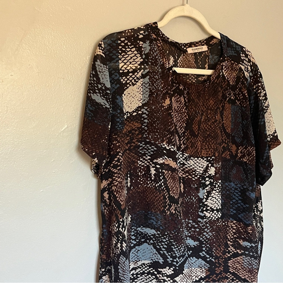 Glamorous Silk Over Size Loose Fit Animal Snake Skin Print Blouse Medium 6 - Picture 3 of 8